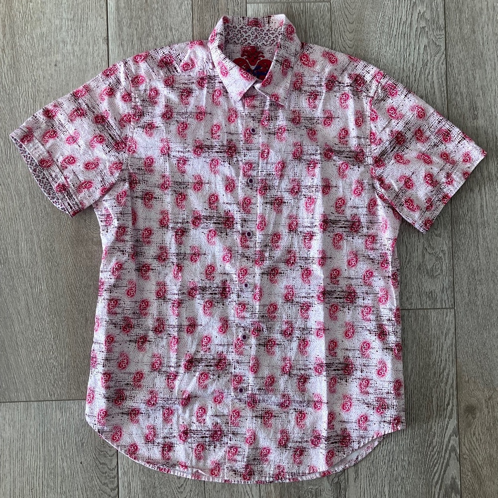 Robert Graham Classic Fit Shirt Medium Short Sleeve Paisley Cotton Button Up EUC